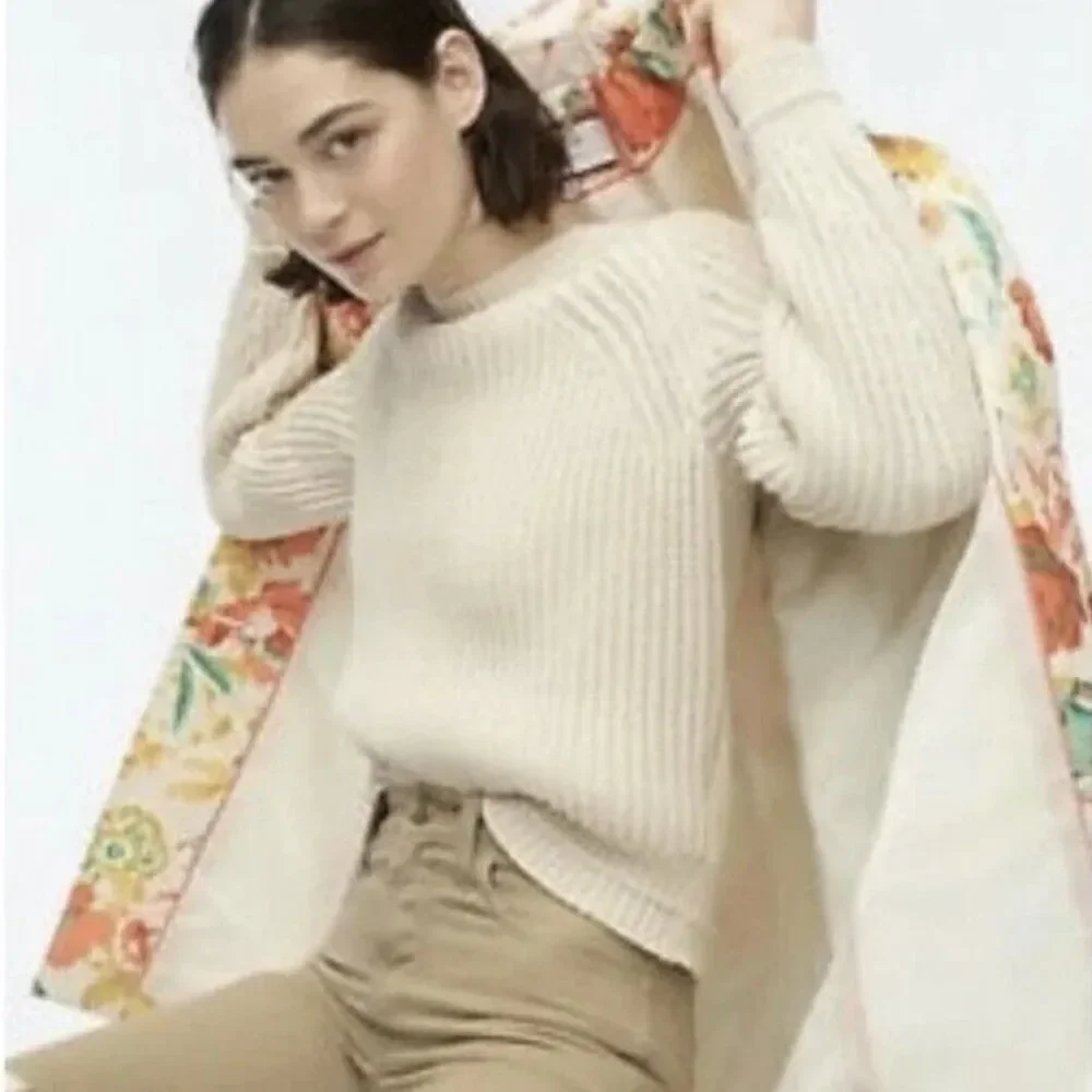 J. Crew AL762 Natural Ribbed crewneck sweater size XXS NWT